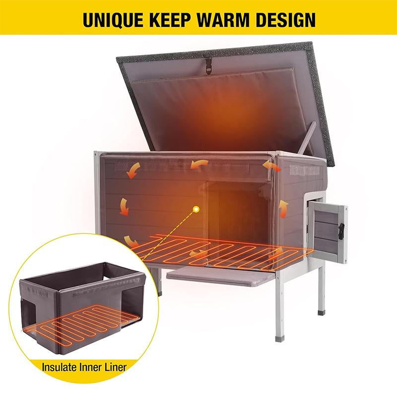 【Falldealsforyou】Aivituvin-Air91-In-Hp Wooden Heated Cat House with Adjustable Temperature Pad | Waterproof Roof| Outdoor Cat Shelter| Insulation