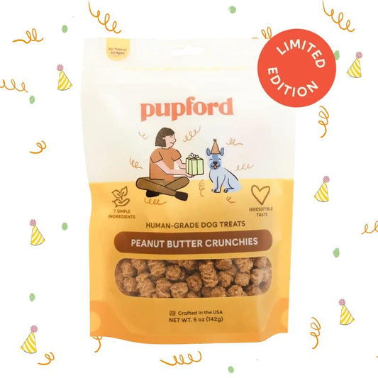 Pupford Peanut Butter Crunchies - Limited Edition Human-Grade Dog Treats with Crunchy Texture for Dental Health & Essential Nutrients Nutritious Healthy High Protein Tasty Good Behavior