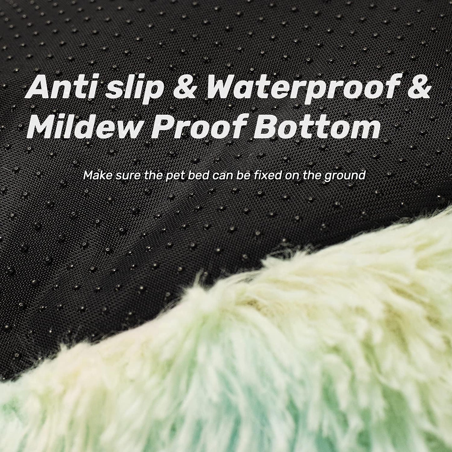 Anti Anxiety round Fluffy Plush Faux Fur Warm Washable Dog Bed & Cat Bed, Original Bed for Small Medium Large Pets,Used to Relieve Joints and Improve Sleep（20"/24"/27''） (20", Rainbow)