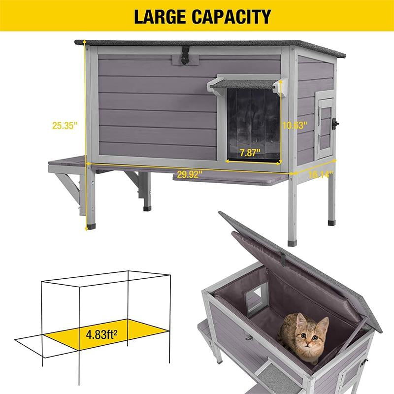 【Falldealsforyou】Aivituvin-Air91-In-Hp Wooden Heated Cat House with Adjustable Temperature Pad | Waterproof Roof| Outdoor Cat Shelter| Insulation